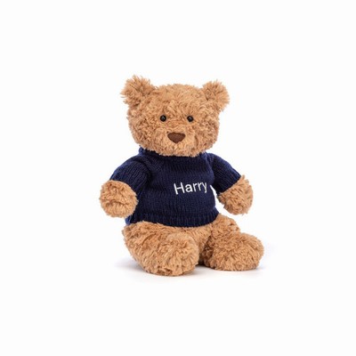 Jellycat Bartholomew Bear with Navy Jumper New Zealand | TCBQW8164